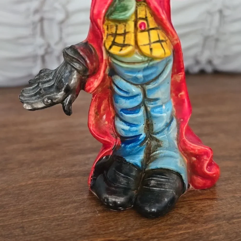 Vintage Italian Clown with Trumpet Resin Figurine